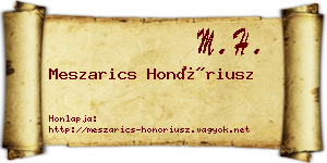 Meszarics Honóriusz névjegykártya